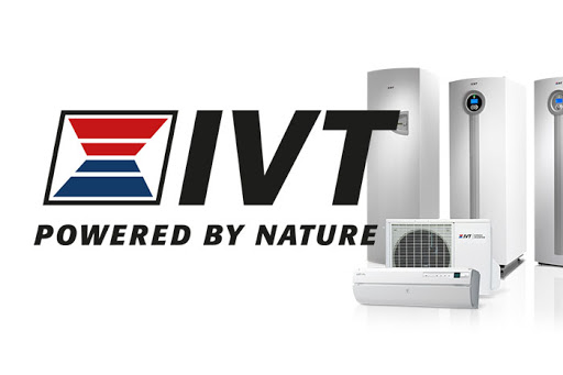 Värmepump från IVT med deras logotyp.